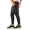 Erkek pantolon eşofmanları fitness vücut geliştirme erkekler rahat joggers katı siyah pamuk ince uygun sokak kıyafeti erkek pantolon