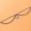 Anklets Vintage Snake Starfish Pendant Multi-Layer Tassel Ankelarmband för kvinnor Boho Summer Birthday Wedding Party Beach