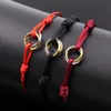 Nieuwe designerarmband Warme roestvrijstalen armband Drie ringen kleuren Metalen gesp Lint Lace Up Chain Multicolor Verstelbare maat armband voor dames Man Unisex