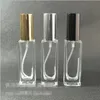 Bouteille de pulvérisation de parfum en verre transparent vide de 30ML, atomiseur carré rechargeable de 1Oz avec bouchon de pompe noir or noir Rkrid