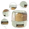 Förvaringsflaskor roterande rutnät ris hink 6 rutnät mat dispenser 360 grader bestick skåp sojabönor för