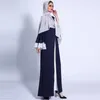 Casual Kleider Frauen Muslim Tiered Rüschen Flare Langarm Offenes Kleid Abaya Kaftan Robe Split Front Islamische Dubai Party Drop