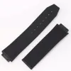 26mm x 19mm Convex Watchband Silicone Rubber Strap for HUB Replacement Watch Band Steel Buckle Belt Resin Wrist Bracelet Black226W