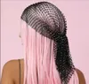 Bandanas Durag Mesh Belly Dance Cap Rave Party Decoration Head Wrap Nightclub Crystal Fishnet Turban Kerchiefs 2pcslot 230717