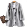 Ternos Femininos Senhoras Manga Comprida Primavera Casual Blazer Moda Negócios Xadrez Feminino Trabalho Escritório Casacos Jaqueta Feminina