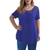 Women's Plus Size T-Shirt Summer Clothes for Women Round Neck Solid Color Top Casual Plus Size Lace Short Sleeve Short Sleeve Straight Pullover T-Shirt 230717