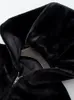 Chaquetas de mujer Vintage invierno chaqueta de piel sintética abrigo corto de mujer 2023 calidez moda gótica Casual negro con capucha prendas de vestir abrigos de gran tamaño