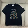 Дизайнерская женская футболка летние итальянские роскошные бренды Tees Cartoon Bear Stamp Hette Cotton Cround Sheas Leisure Пара одежды мужские женщины