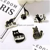 Épingles Broches Clés Noir Et Blanc Épingles En Émail Sur Le Piano Chat Note De Musique Insignes De Revers Concert Bijoux Cadeau Pour Art Amis Drop Dhulm