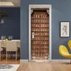 Adesivos de parede porta retrô imitação de portas de madeira adesivo de madeira 3D autoadesivo vinil sala de estar corredor decoração decalque para casa 230717