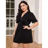 Women's Sleepwear Perl Plus Size Sexy V-neck Short Sleeve Home Sleep Dress Lounge Nightgowns