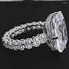Bröllopsringar 2023 Ankomst Luxury Vintage Retro Silver Color Designer Engagement CZ Ring for Women Party Lady Gift Finger Jewelry Wholesale