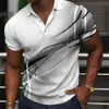 Polos Masculinos Moda Camisa Polo Masculina Gradient Line Summer Short Sleeve TShirts Casual Daily Lapel Tops Tees Striped T Shirt For Man Clothing 230717