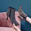 Comemore 2022 New Winter Autumn Ankle Boots Women High Heels Fashion Women's Sock Boot Designer Sexy Party Dress Shoes Zipper 34 L230704