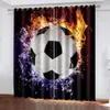 Curtain Soccer Balls Football Window Thin Shading 2 Panels Door Room Drape For Kitchen Living Bedroom Decoration