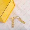 Gold full diamond letter chain tassel earrings stud square gold stylish cool women's earrings delicate simple high class wedding gift banquet