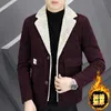 Herr ull blandar mode vinter ulljackor män lapel förtjockar varm ull blandar jacka casual affär kort trench coat streetwear överrock hkd230718