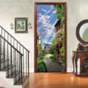 Wall Stickers Landscape Door 3D Removable Self Adhesive Sticker Natural Scenery Wallpaper PVC Art Murals for Doors Modern Home Decor 230717