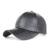 Bonés de bola moda crocodilo padrão boné de couro PU elegante masculino beisebol primavera inverno ao ar livre simples vintage viseira chapéu gorras hombre