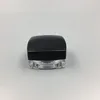 5Gram Plastic Jar Square Shape Clear Pot Black Cap Cosmetic Sample Eyeshadow Lip Balm Container Nail Art Piece Glitter Bottle Fpofo