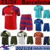 24-25 바르셀로나 트랙 슈트 축구 유니폼 바르카 훈련복 23 24 짧은 슬리브 슈트 트랙 슈트 남성 어린이 어린이 세트
