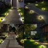 Décorations de jardin Lampes au sol à énergie solaire IP65 Disque LED extérieur étanche pour éclairage de chemin de paysage antidérapant Patio Pelouse 230717