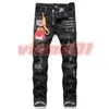 2023 Jeans de diseñador para hombre Ripped Biker Pantalones de mezclilla de motocicleta Streetwear Denim Skinny Slim Straight Biker Jean para hombre