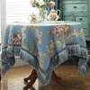 유럽 ​​스타일의 Chenille Tablecloth 두꺼운 직사각형 테이블 천 황소리 Jacquard Dustproof Dining Table Cloth l230626