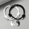 Charm-Armbänder Tai Chi Yin Yang Paare Schwarz Weiß Seil Armband Anhänger Verstellbarer Zopf Passender Liebhaberschmuck