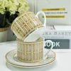 Kaffekrukor Drop Leverantörer Classic Mosaic Tea Cup och Saucer Gold Ceramic Mug Creative Table Seary With Present Box