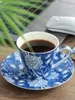 Cups Saucers Creative Plant Pattern Bone China Coffee Cup And Saucer Set British Afternoon Tea Porcelain Home Drinkware Coffeeware