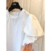 Kvinnors T-skjortor för kvinnor Lossa kortärmad dockskjorta Flower Bud T-shirt Topp Blusas Mujer Casual Femme Graphic White Tshirt