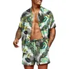 Survêtements pour hommes Hommes Hawaiian Ensembles Summer Stripe Impression à manches courtes Bouton Chemise Beach Shorts Deux Set Casual Holiday Trip Hommes 2 pièces Costume 230718