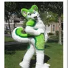 2019 Beroep gemaakt Groene Husky Fursuit Mascotte Kostuum Pluche Volwassen Grootte Cartoon Kostuum Voor Halloween Party Event250Z