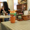 Tazze Tazza da cartone animato 3D Bottiglia d'acqua Kawaii Vetro ecologico con occhiali di cannuccia Tazze carine Bottiglia d'acqua