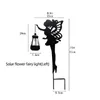 Trädgårdsdekorationer Vattentät LED Solar Light For Patio Gate Yard Wedding Fairy Outdoor Angel Lantern Lamp 51cm 21inch Iron ABS 230717