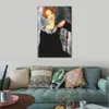 Belle femme toile Art salle d'étude décor femme aux cheveux rouges Amedeo Modigliani peinture à la main de haute qualité
