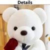 Plush Dolls Walentynki Teddy Bear Doll Pluszowa Zabawna spowiedź Rose Flower Hug Panda Doll dla dziewczyny na całym świecie Walentynki Prezent 230718