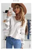 Kvinnors tröjor Kvinnors tröja 2023 Autumn Winter Stripe Contrast Color Sexig Deep V Neck Pullover Fashion Löst långärmad mångsidig Lady Top L230718