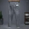 Men's Jeans 2023 Spring Summer Blue Gray Regular Fit Classic Dark Straight Elasticity Denim Trousers Male Brand Thick Pants