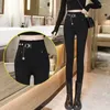 Calça Feminina 2023 Feminina Dark Goth Estética Roupas Vintage Mulher Gótica Lápis Preto Crescente Zíper Cintura Alta Plus Size Calça Longa