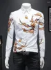 Men's Casual Shirts 2023 Autumn Winter Trendy Diamond-Ironing Long Sleeve Social Shirt Elegant Luxury Stylish Cool Top