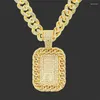 Anhänger Halsketten Iced Out Military Dog Tag für Männer Bling Kubikzircon Kubanische Kette Hip Hop Party Weihnachtsgeschenk