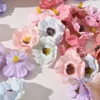 100pcs/lot chrysanthemum 3レイヤーパーティー小道おもちゃ人工シミュレーションフェイクファブリックプラム桃の花の頭DIYアクセサリー2246