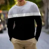 Men's T Shirts Casual Summer Mens Fashion Sports Shirt Printing Striped Neck Round Top Tee Stitching Color Clothing Long Sleeve