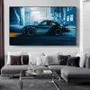 Cyberpunk Porsche Comics Cool Car Canvas Måla superbilar Affischer Väggkonsttryck Bilder för vardagsrum Boy's Room Home Decor W06