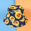 Bérets Harajuku Tournesol Imprimer Seau Chapeaux Femmes Hommes Réversible D'été Fruits Banane Pastèque Chapeau Plage Japonais Hip Hop Panama Caps