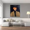 Figura abstrata arte em tela Retrato de um homem com chapéu Jose Pacheco Amedeo Modigliani Pintura Obras de arte pintadas à mão Decoração de quarto