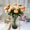 Torkade blommor Simulering 2 Flower Small Rose Fake Pastoral Home Decoration Artificial Roses Wedding Bouquet P Ography Props 230717