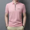 Herrpolos golfpolo skjortor för män sommar kort ärm blixtlås lapel toppar avslappnad smal trend god kvalitet tees hommes kläder 230717